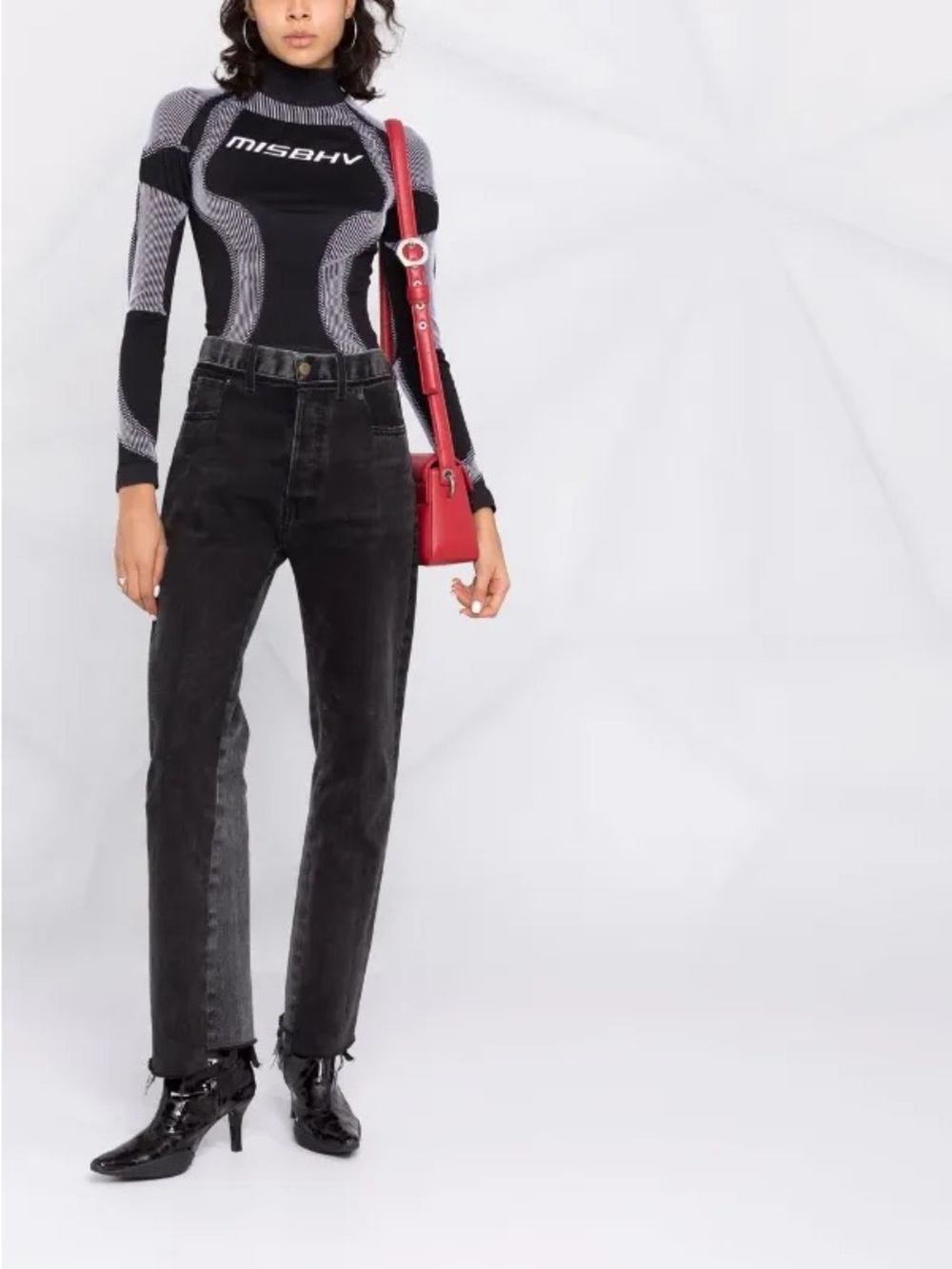 MISBHV Black & White Long-Sleeve Seamless Performance Top